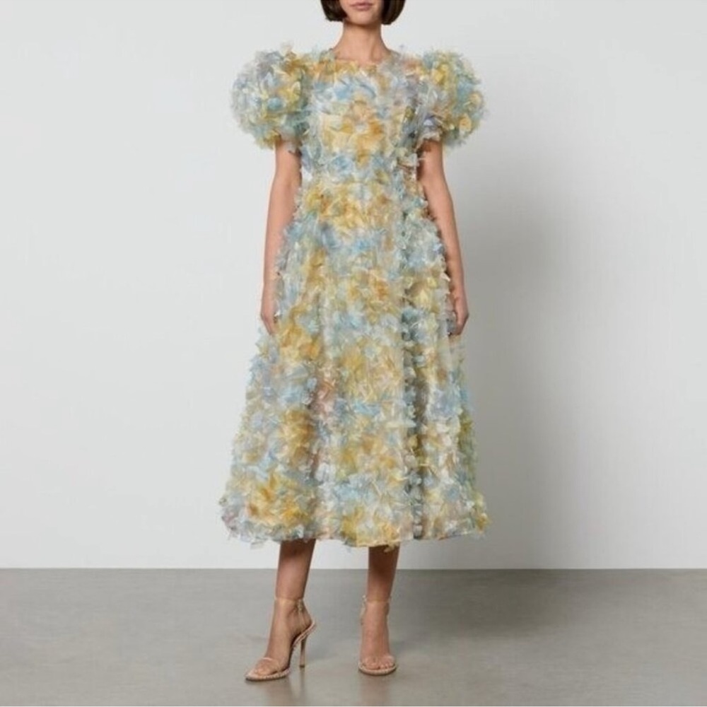 Sister Jane Dream Petally Organza Midi Dress Blue Multi Size XS